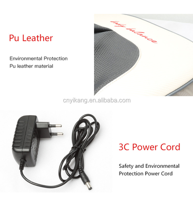 Masseur d'oreiller en cuir Shiatsu en PU, oreiller vibrant pour le cou avec éteindre automatiquement