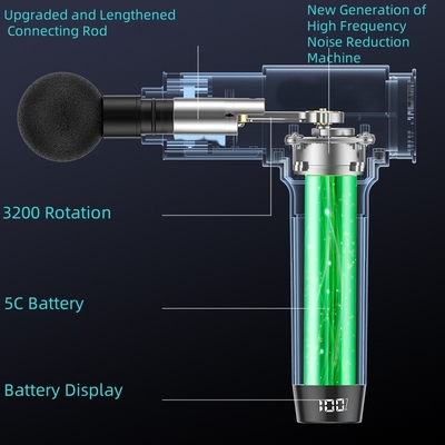 Pistolet de massage à 4 têtes réglable à main en fibre de carbone avec écran LCD