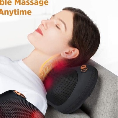 24W Masseur de coussin de cou de voyage Coussin de cou vibrant noir avec chaleur