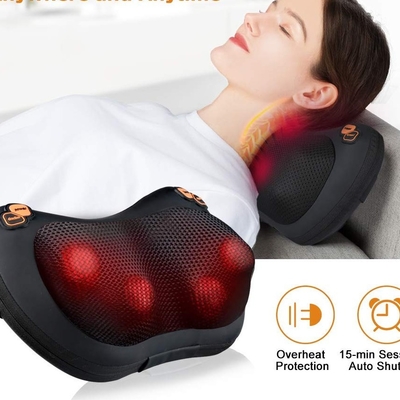Masseur d'oreiller en cuir Shiatsu en PU, oreiller vibrant pour le cou avec éteindre automatiquement