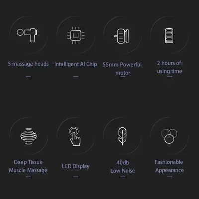 9.8 x 7.9 x 2.4 pouces Masseur à vibration noir Pistolet de récupération musculaire professionnelle