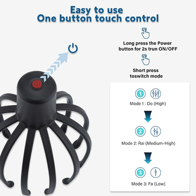 Convient pour la tête / le cuir chevelu ceinture réglable d'octopus griffe masseur de cuir chevelu avec logo de couleur personnalisée
